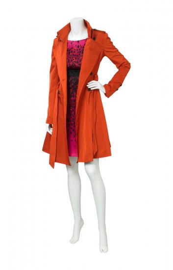 Lady coat orange color with belt